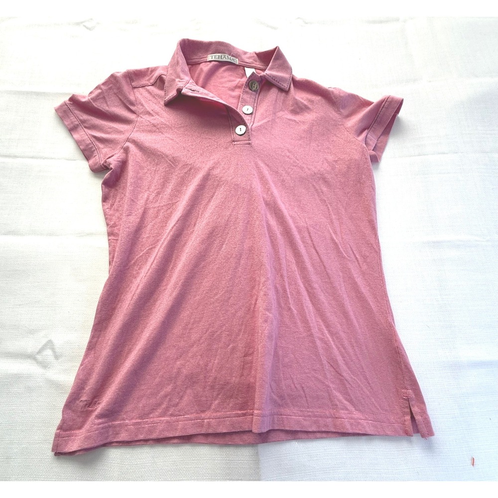 Tehama Pink Polo Shirt Medium Stretch Pima‎ Cotton Golf Top